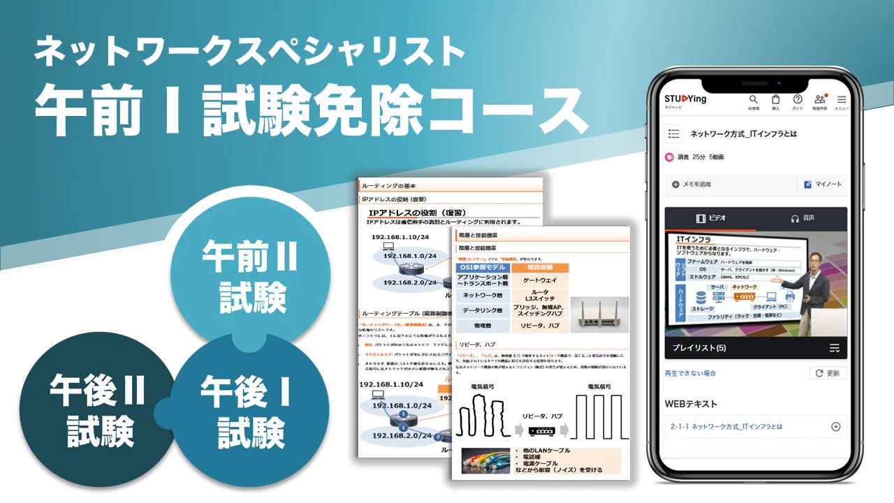 ネットワークスペシャリスト 午前Ⅰ試験免除コース【2026年合格目標】